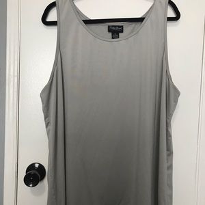 Maggie Barnes silver shiny knit tank top